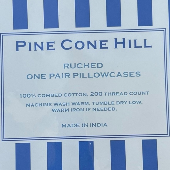 Pine Cone Hill Ruched Standard Pillow Case Set Combed Cotton NIP White/Champagne - Picture 5 of 5